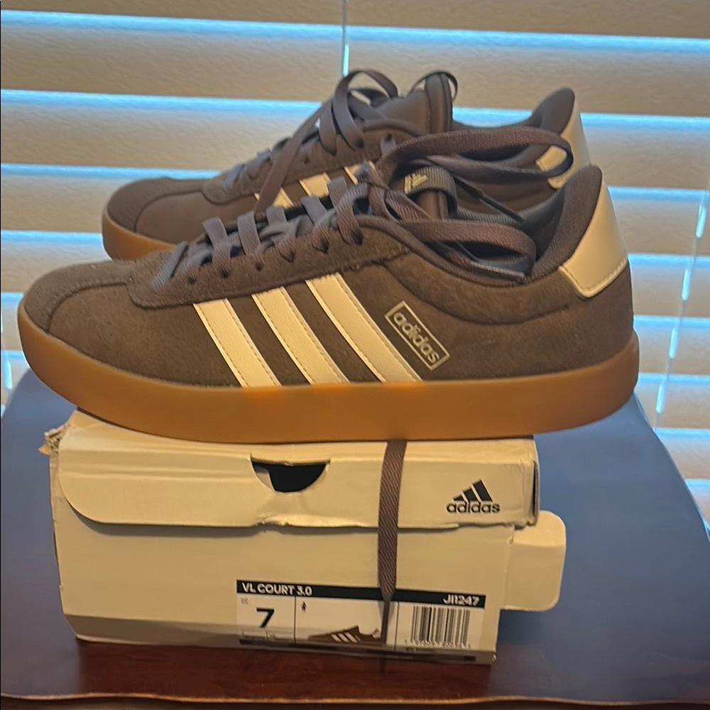 Adidas VL Court 3.0 Brown Suede Sneakers